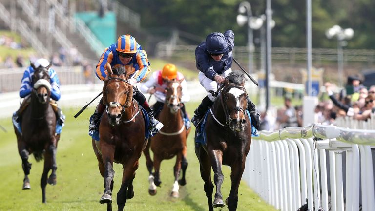 US Army Ranger (right) ridden by Ryan Moore wins The MBNA Chester Vase from Port Douglas 