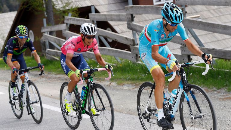 Vincenzo Nibali, Esteban Chaves, Alejandro Valverde, Giro d'Italia 2016, stage 20