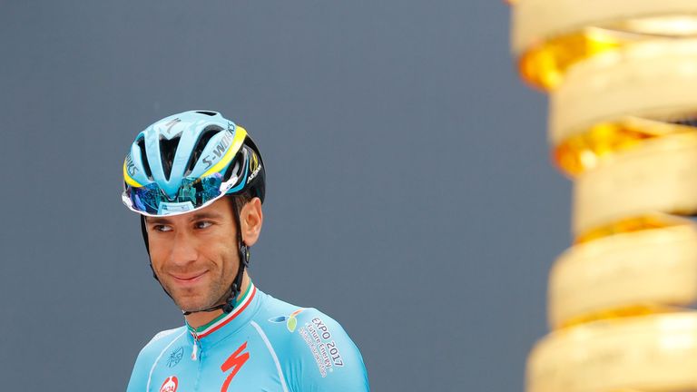 Italy's Vincenzo Nibali of team Astana arrives to take the start of the 16th stage of the 99th Giro d'Italia, Tour of Italy, from Bressanone / Brixen to An