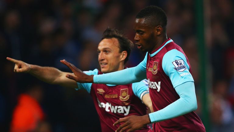 Diafra Sakho celebrates after giving West Ham the lead
