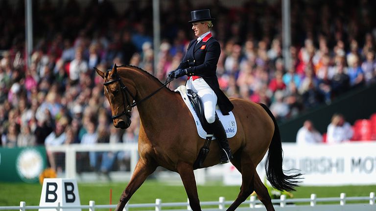 Zara Tindall performs in the dressage event on High Kingdom at Badminton