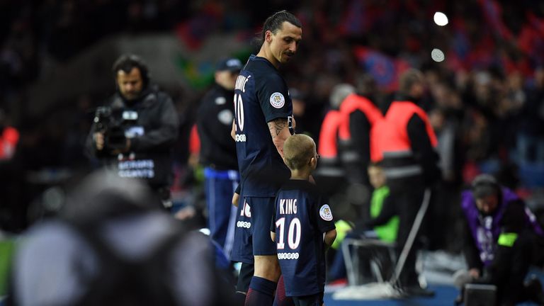 Ibrahimovic was immediately subbed after scoring, but not before his children came on with shirts bearing the names King and Legend on their backs