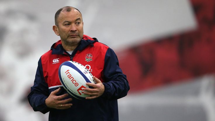 BAGSHOT, ENGLAND - MARCH 17:  Eddie Jones, the England head coach, looks on during the England training session held at Pennyhill Park on March 17, 2016 in
