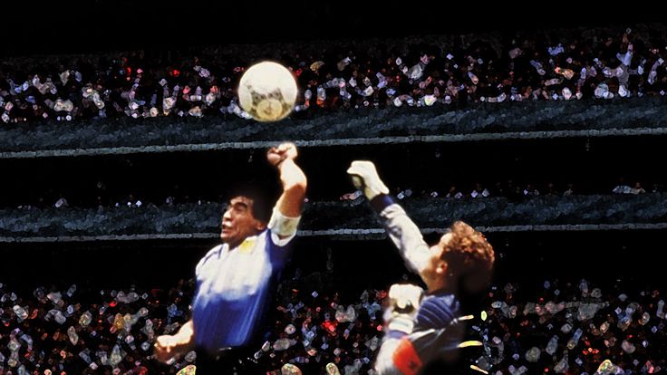 Diego Maradona's Hand of God goal for Argentina against England in the 1986 World Cup quarter-final in Mexico on June 22