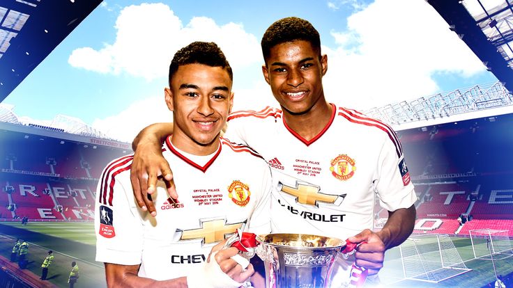Jesse Lingard and Marcus Rashford with the FA Cup for Manchester United