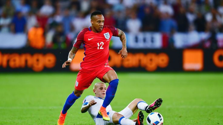 SAINT-ETIENNE, FRANCE - JUNE 20: Nathaniel Clyne of England is tackled by Vladimir Weiss of Slovakia during the UEFA EURO 2016 Group B match between Slovak