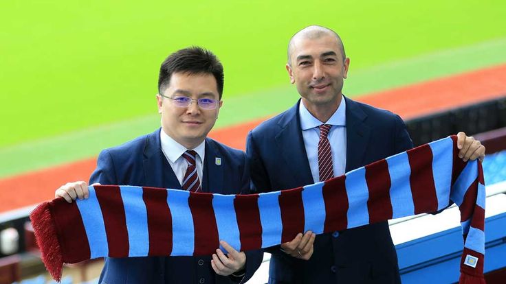 Roberto Di Matteo pictured with Aston Villa owner Tony Xia
