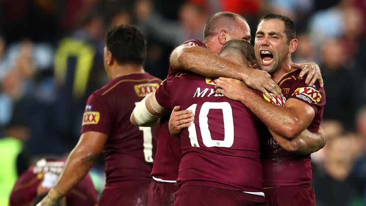 SYDNEY, AUSTRALIA - JUNE 01:  Cameron Smith of the Maroons celebrates winning game one of the State Of Origin series between the New South Wales Blues and 