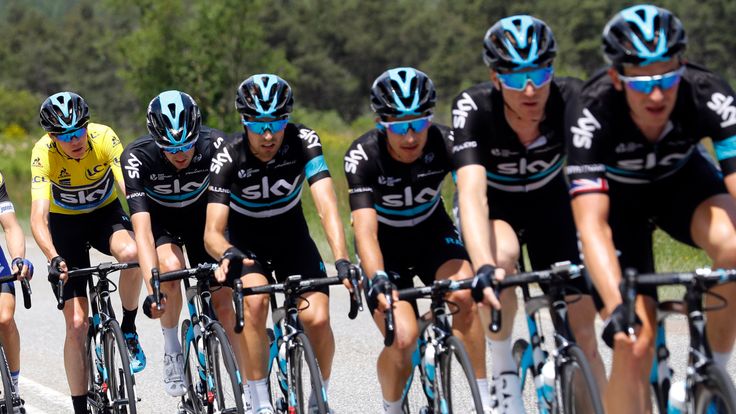 Team Sky and race leader Chris Froome in action during Stage 7 of the 2016 Dauphine Libere