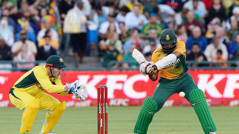 Hashim Amla of South Africa in action during the 3rd KFC T20 International match between South Africa and Australia