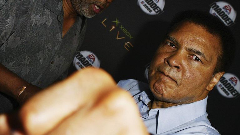 Muhammad Ali attends the "Xbox Live Madden NFL 2005" launch party at Shelter, on July 28, 2004