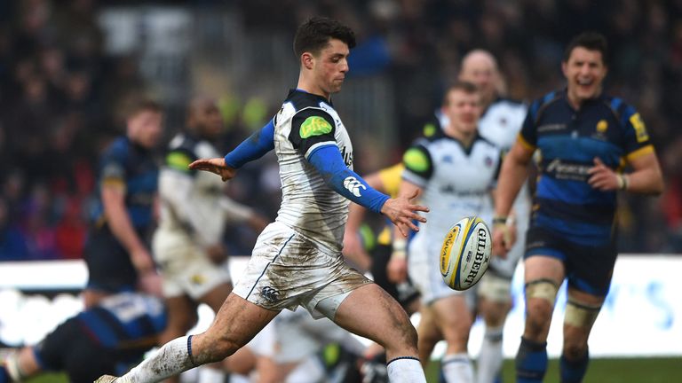  Adam Hastings of Bath Rugby in action during the Aviva Premiership match between Worcester Warriors and Bath Rugby at Sixways 