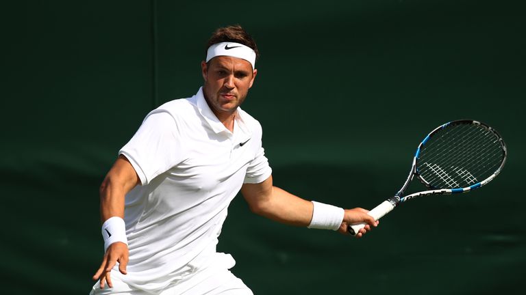 Marcus Willis plays a forehand shot during the Men's Singles first round match against Ricardas Berankis