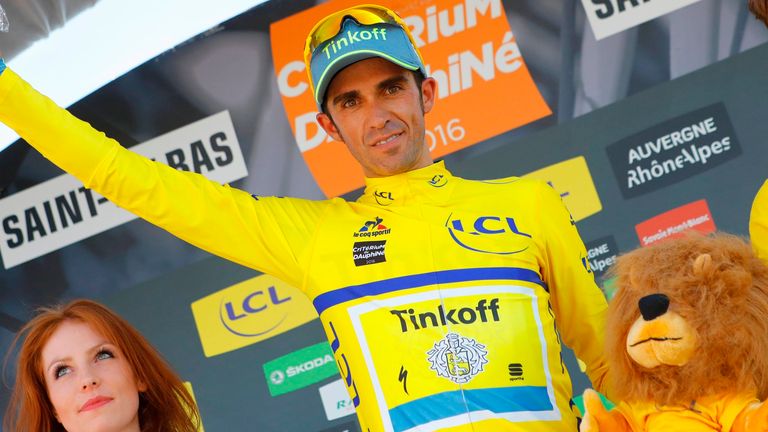 Alberto Contador on stage one of the 2016 Criterium du Dauphine