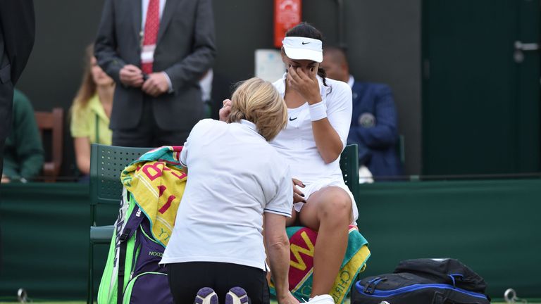 Croatia's Ana Konjuh suffered a nasty ankle injury at a crucial point of her match with Radwanska