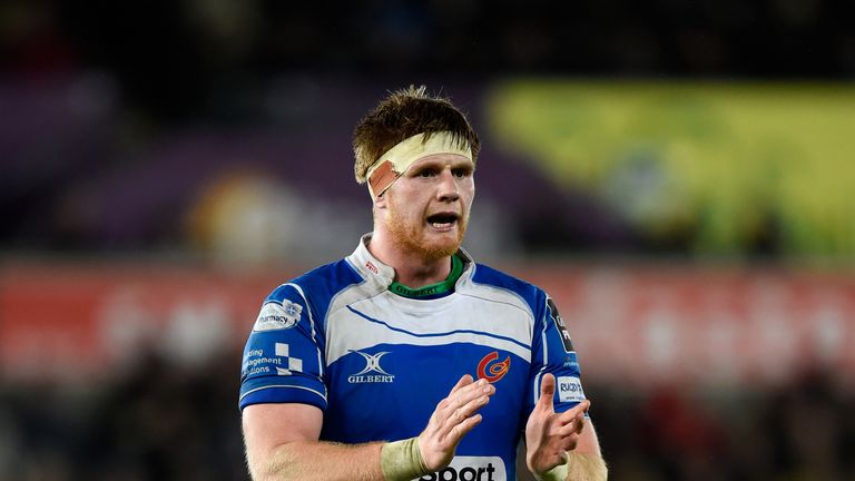 SWANSEA, WALES - JANUARY 11: Andrew Coombs of the Dragons in action during the Guinness Pro 12 match between Ospreys and Newport Gwent Dragons at Liberty S