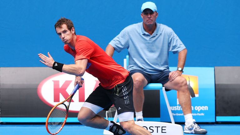 Andy Murray is watched by coach Ivan Lendl back in 2014