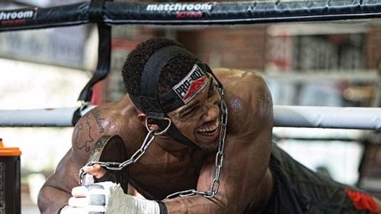 Anthony Joshua enjoys the regime of training (courtesy of Instagram)