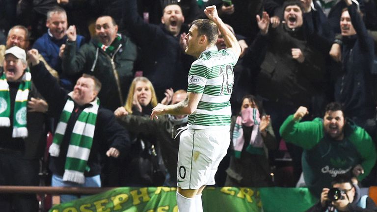 Anthony Stokes celebrates a goal for Celtic against Hearts