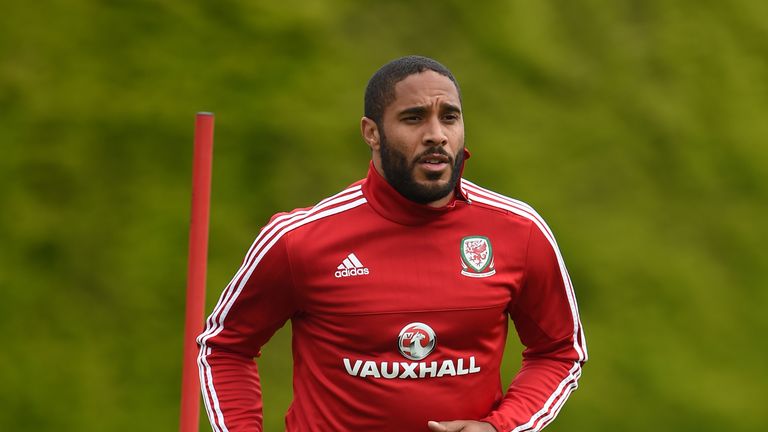 Wales' Ashley Williams during a training session at the Wales Media Centre, Complex sportif du Cosec, Dinard