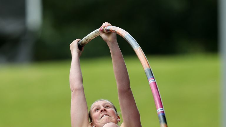 Holly Bradshaw goes flying towards Brazil with the pole vault in Birmingham 