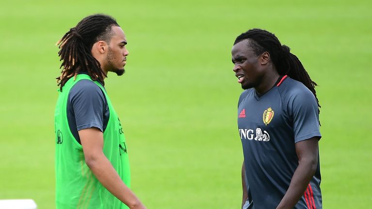 Belgium coach Marc Wilmots is likely to start Jason Denayer (L) and Jordan Lukaku (R) against Wales