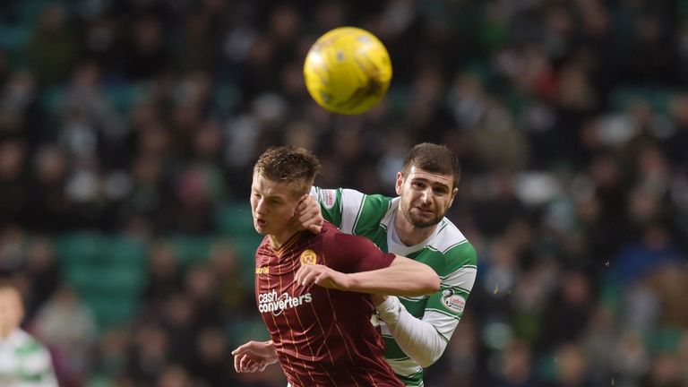 Ben Hall battles for the ball with Celtic's Nadir Ciftci 