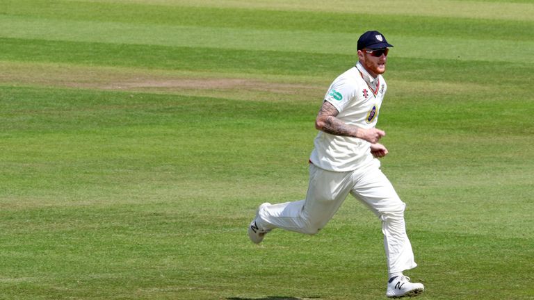 Ben Stokes fielded for Durham against Yorkshire on Thursday