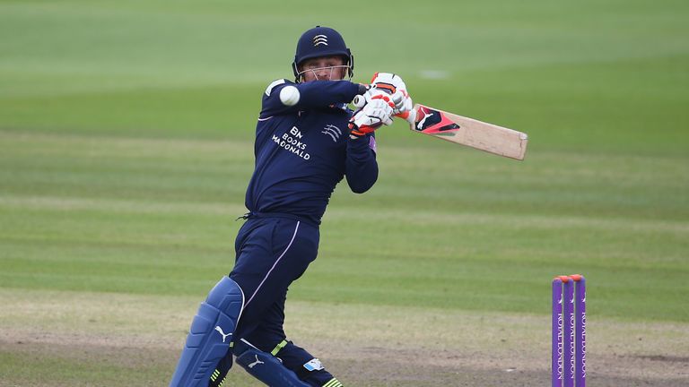 HOVE, ENGLAND - JUNE 12: Brendon McCullum of Middlesex plays a shot during the Royal London One Day Cup match between Sussex and Middlesex at The 1st Centr