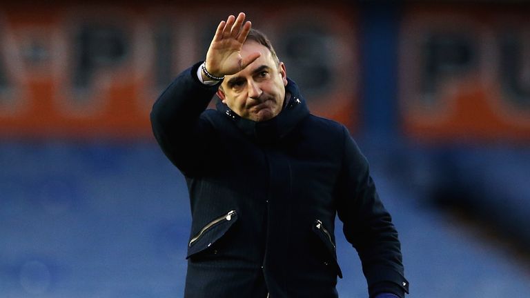 Carlos Carvalhal, manager of Sheffield Wednesday waves to the supporters