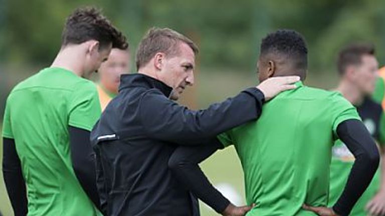 Celtic manager Brendan Rodgers (left) with Darnell Fisher at the training ground