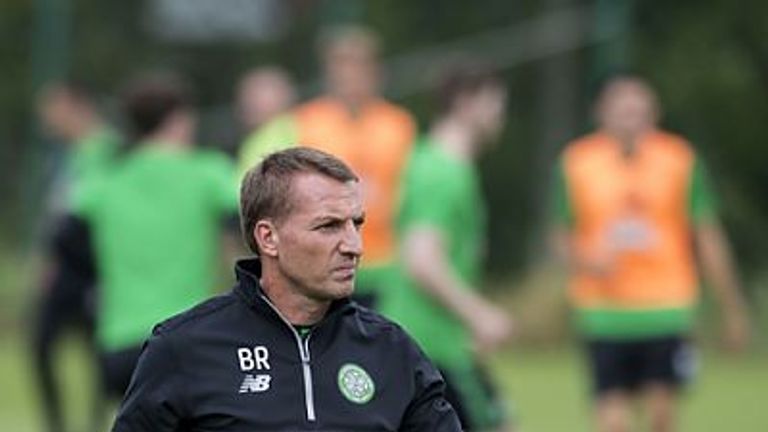 Celtic manager Brendan Rodgers supervises training at Lennoxtown