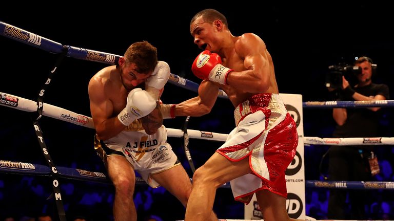 Chris Eubank Jr on the attack against Tom Doran