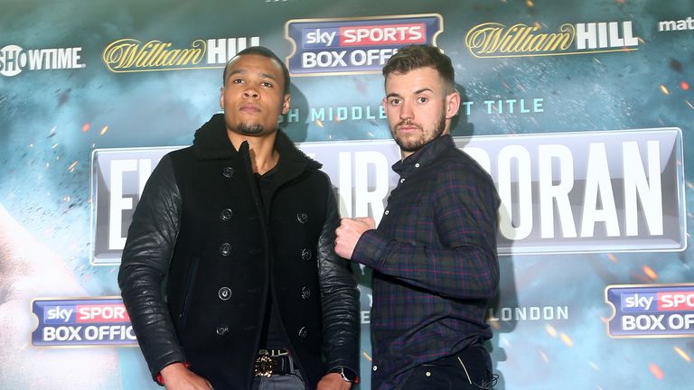 Chris Eubank Jr. and Tom Doran pose during a press conference at the Hilton Park Lane Hotel on May 19, 2016 in London, England. 