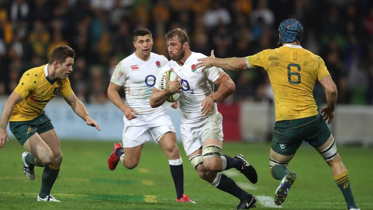 Chris Robshaw of England (holding ball) during the Test match between Australia and England in Melbourne