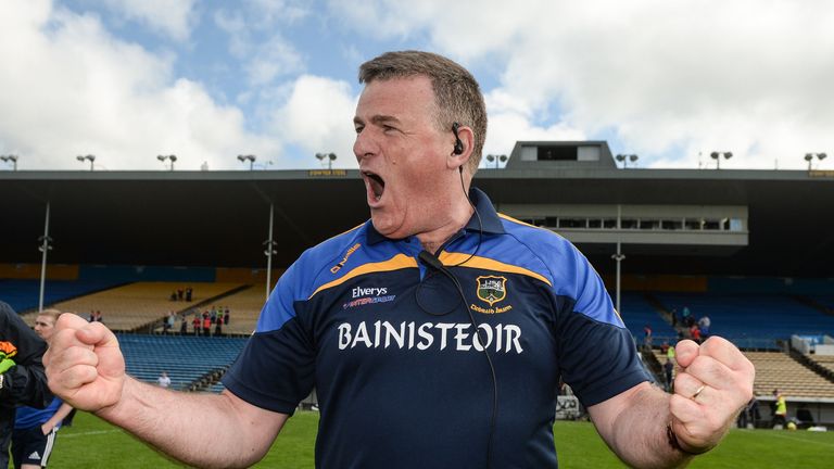 Tipperary manager Liam Kearns celebrates after their win over Cork.
