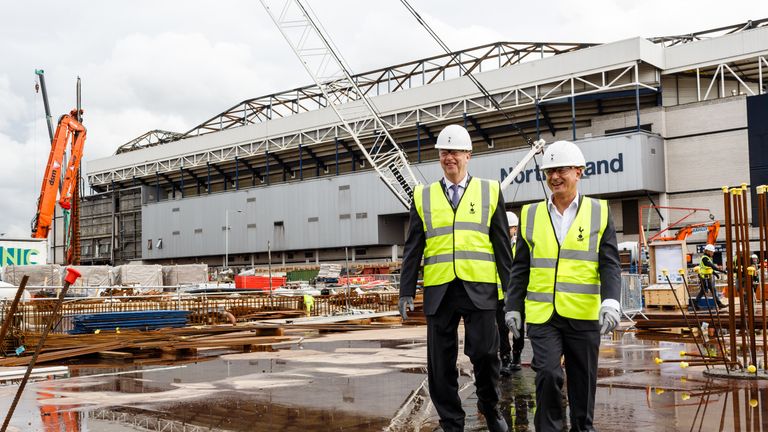 Spurs chairman Daniel Levy (right) shows NFL Vice Chairman Mark Waller around the new stadium site