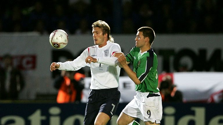 David Healy [right] scored Northern Ireland's only goal to beat England in 2005