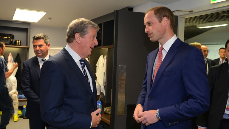 LONDON, ENGLAND - MAY 30: In this handout image provided by The FA,  President of the Football Association Prince William, Duke of Cambridge speaks to Engl