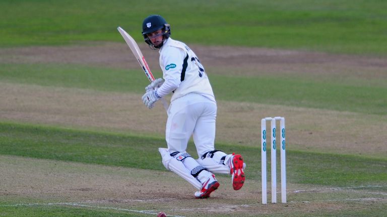 Ed Barnard of Worcestershire flicks the ball during Day Three of the Specsavers County Championship match