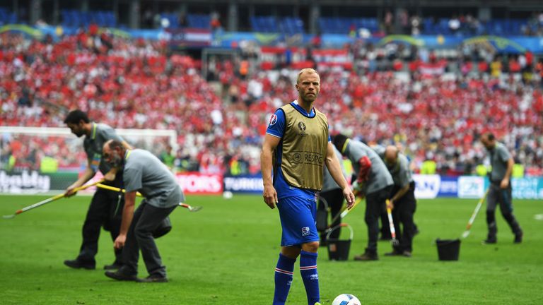 Eidur Gudjohnsen was an unused substitute for Iceland in their game against Austria