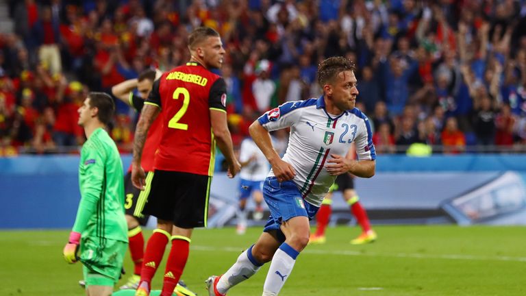 Emanuele Giaccherini of Italy celebrates 