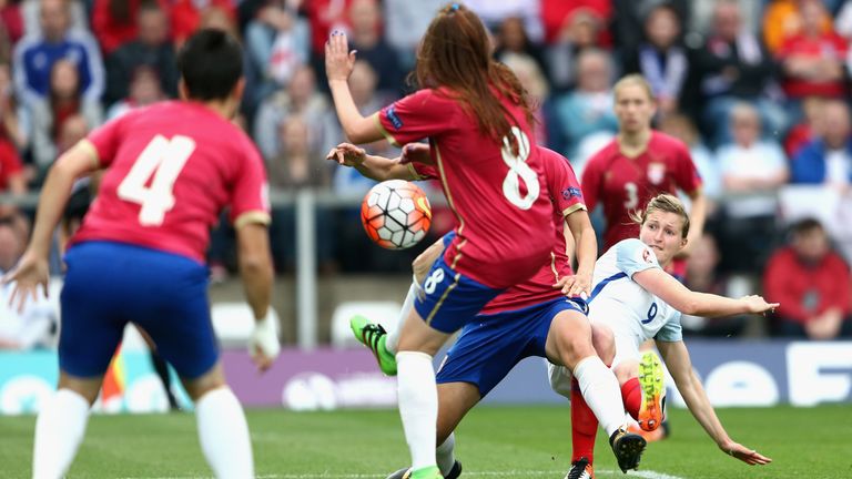 Ellen White of England scores