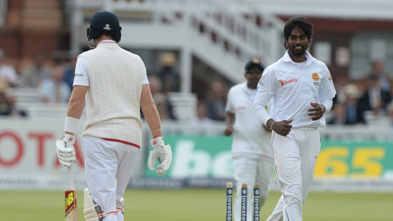 England's Joe Root is bowled by Sri Lanka's Nuwan Pradeep