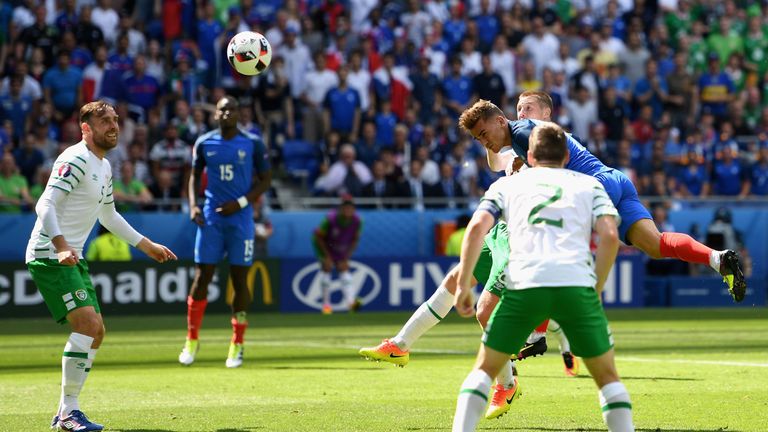 Antoine Griezmann equalises for France against Republic of Ireland at Euro 2016