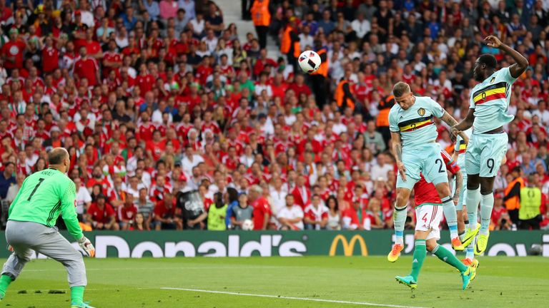 Toby Alderweireld scores for Belgium against Hungary in the last-16 of Euro 2016