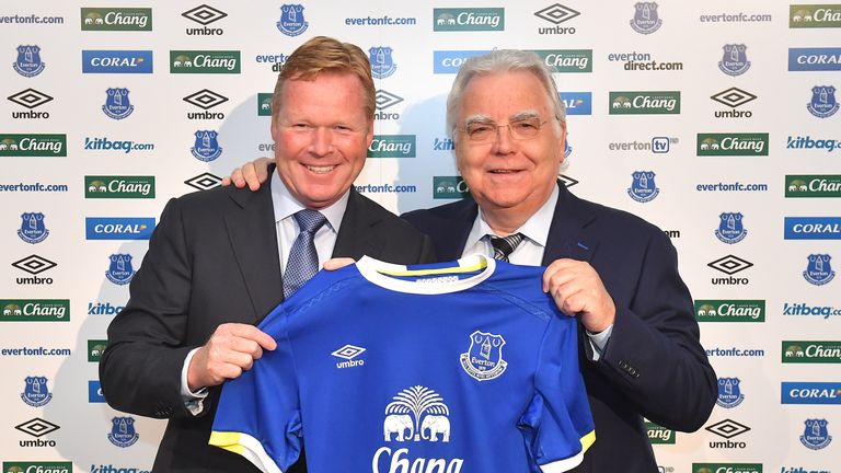 New Everton manager Ronald Koeman and chairman Bill Kenwright during the photocall at Finch Farm, Liverpool