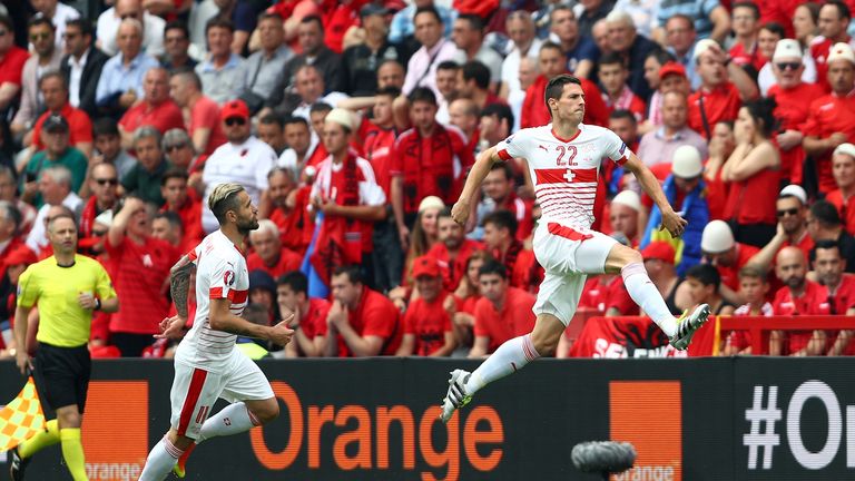 Fabian Schaer of Switzerland celebrates