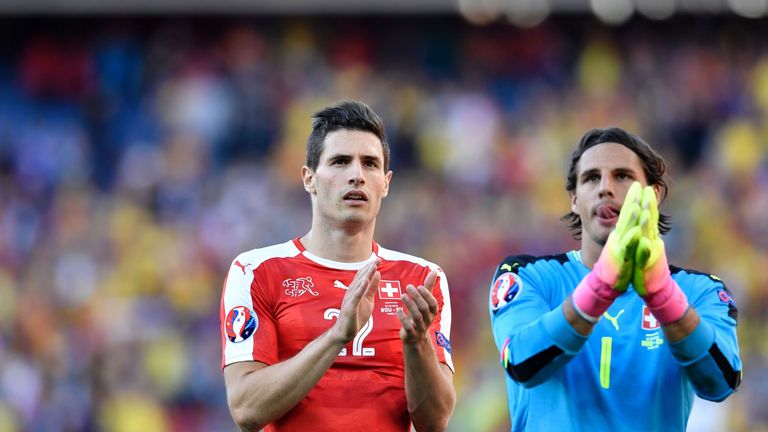 Switzerland's Fabian Schar pictured with goalkeeper Yann Sommer