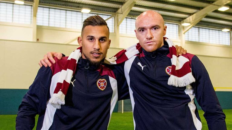 New signings Faycal Rherras (left) and Conor Sammon pictured at Riccarton